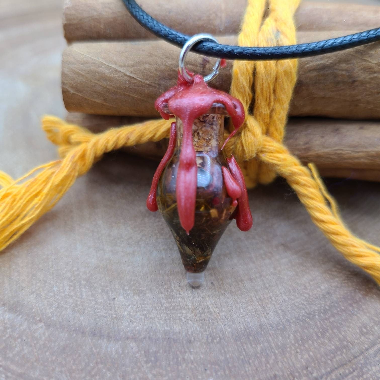 Passion Spell Jar Necklace - Intention Ignition Of Inner Fire - Determination Desire Lust Sex - Positive Intense Energy - MysticBluuMoonTarot