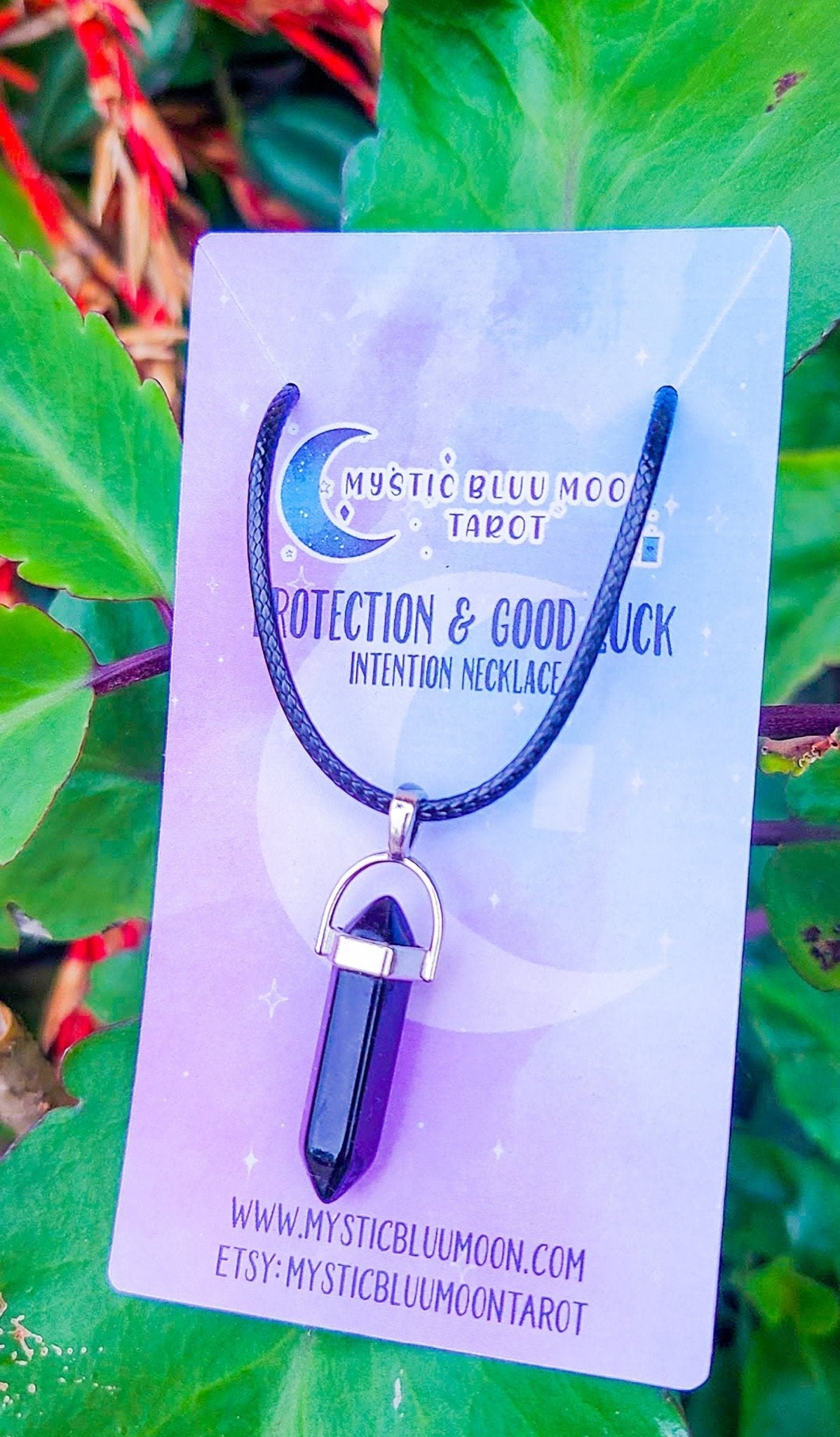 Protection Pendant Obsidian Necklace - MysticBluuMoonTarot