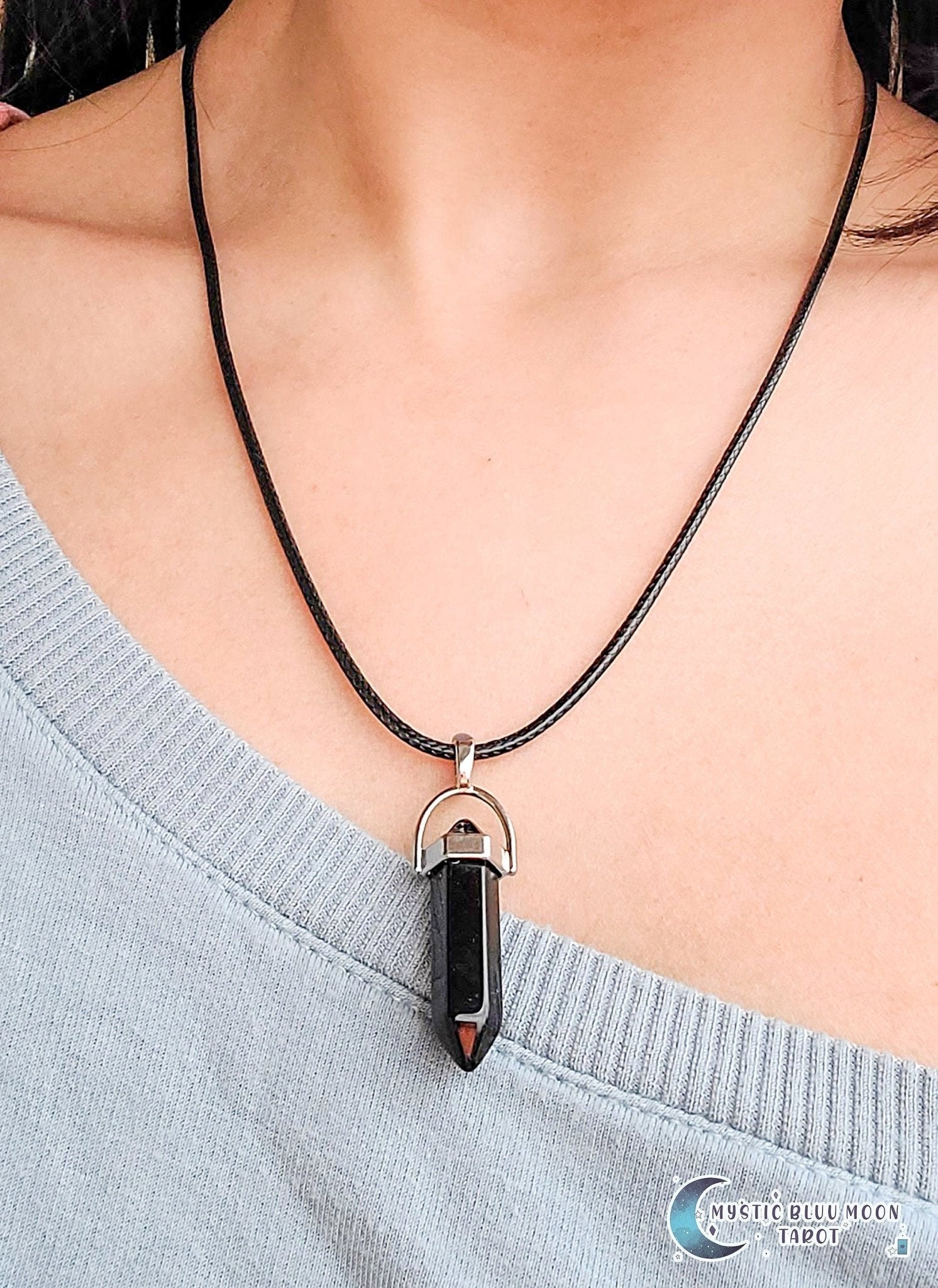 Protection Pendant Obsidian Necklace - MysticBluuMoonTarot