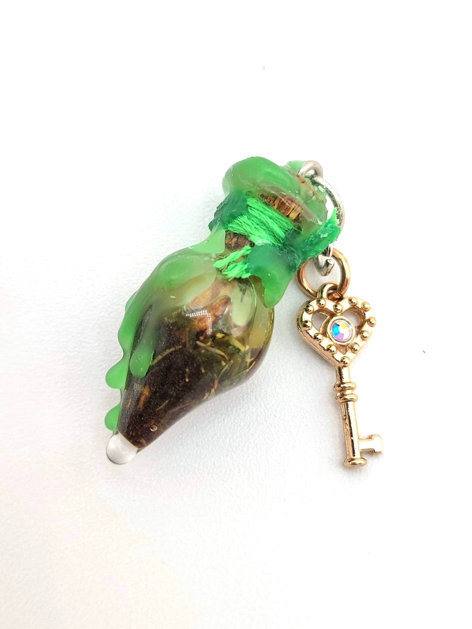 Road Opener Spell Jar Necklace Key Charm or Keychain - Intentions Lodestone Jewelry Money Luck Drawing Prosperity Hoodoo Spell - MysticBluuMoonTarot