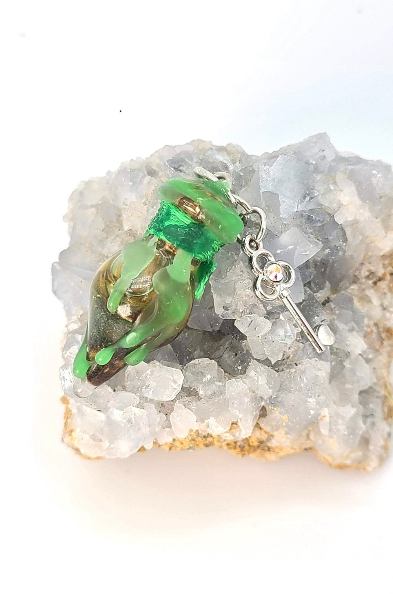 Road Opener Spell Jar Necklace Key Charm or Keychain - Intentions Lodestone Jewelry Money Luck Drawing Prosperity Hoodoo Spell - MysticBluuMoonTarot