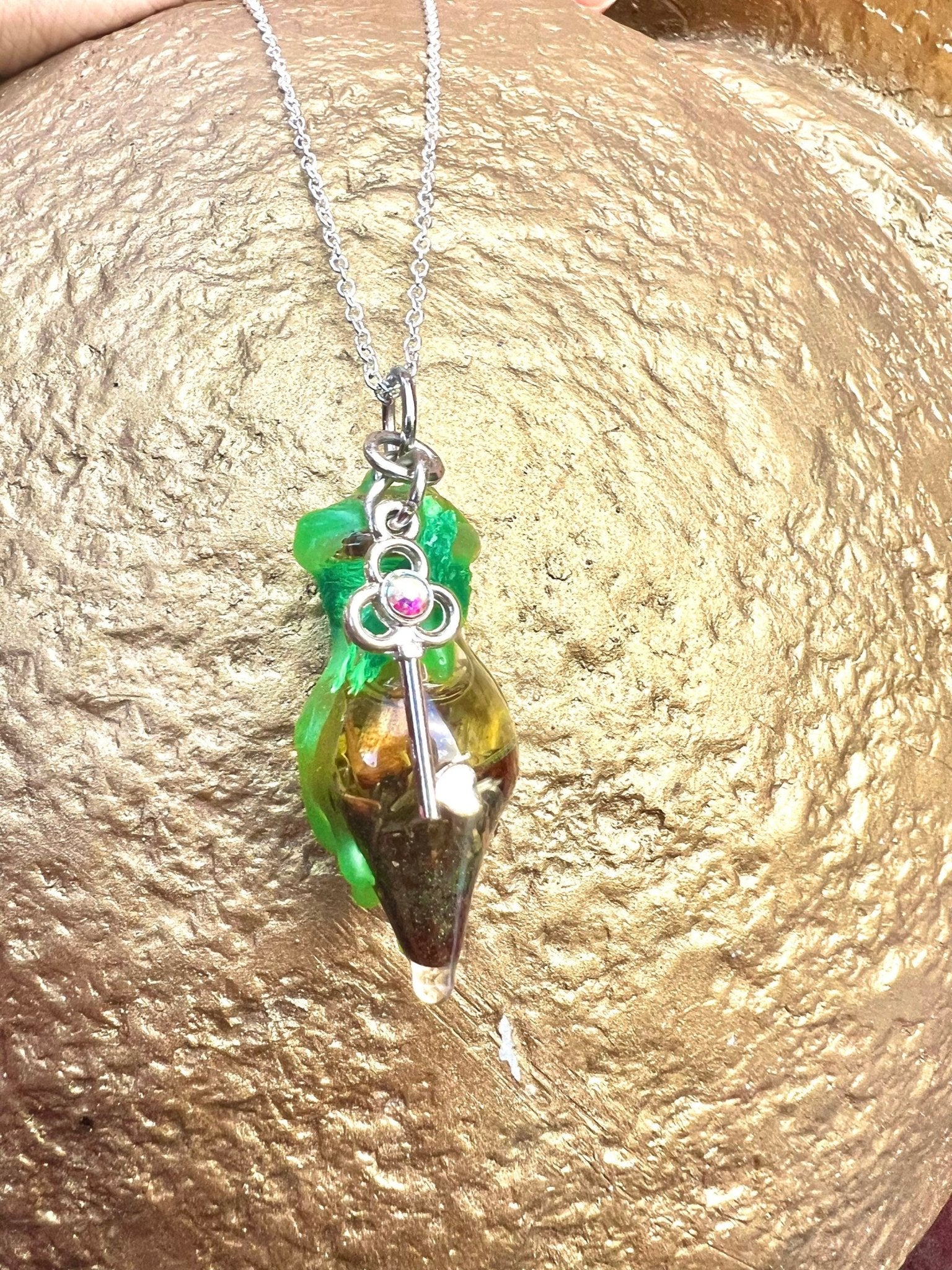 Road Opener Spell Jar Necklace Key Charm or Keychain - Intentions Lodestone Jewelry Money Luck Drawing Prosperity Hoodoo Spell - MysticBluuMoonTarot