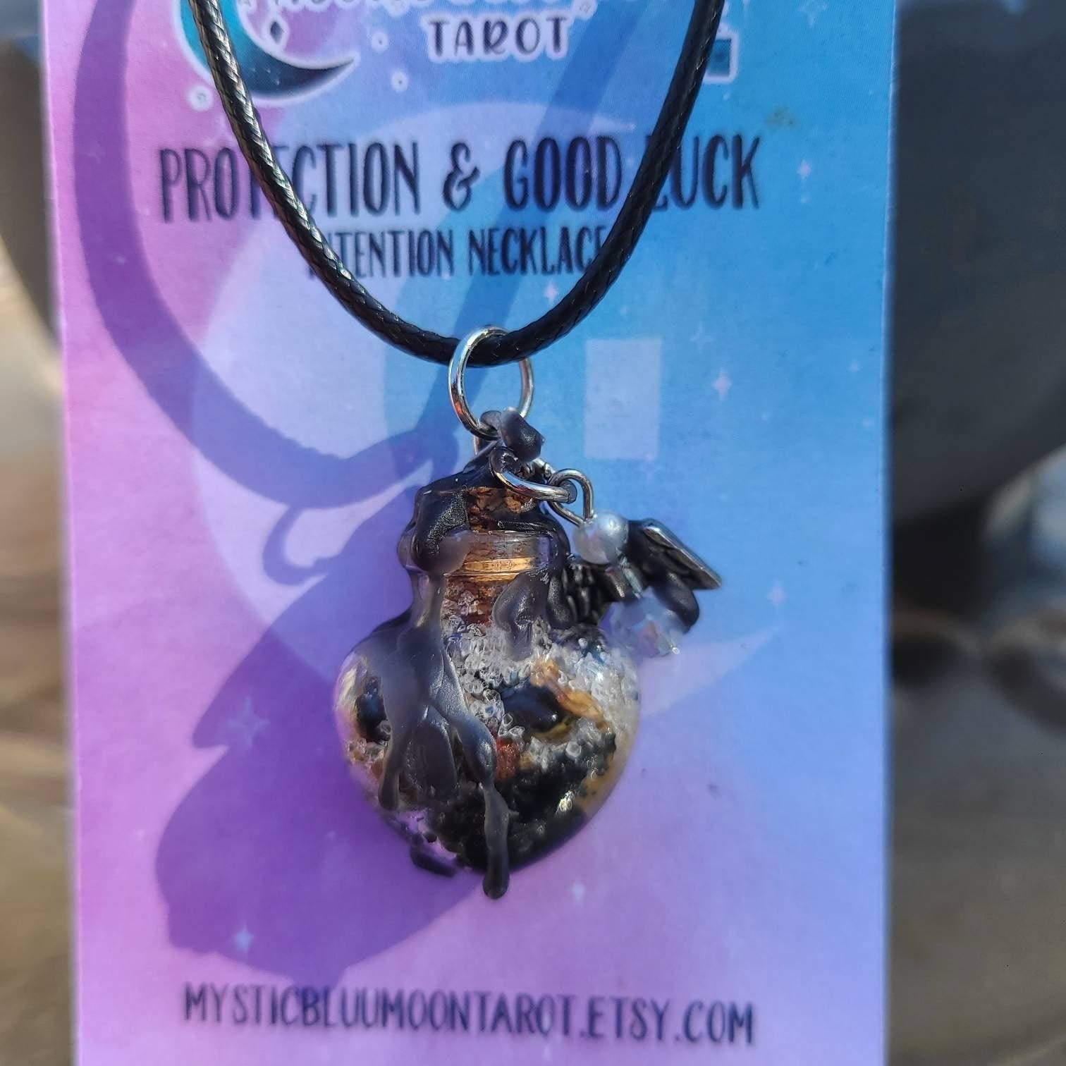 Spell Jar Necklace Protection | Charm Keychain | Negative Energy Evil Eye Ward Off Evil Hoodoo Jewelry - MysticBluuMoonTarot