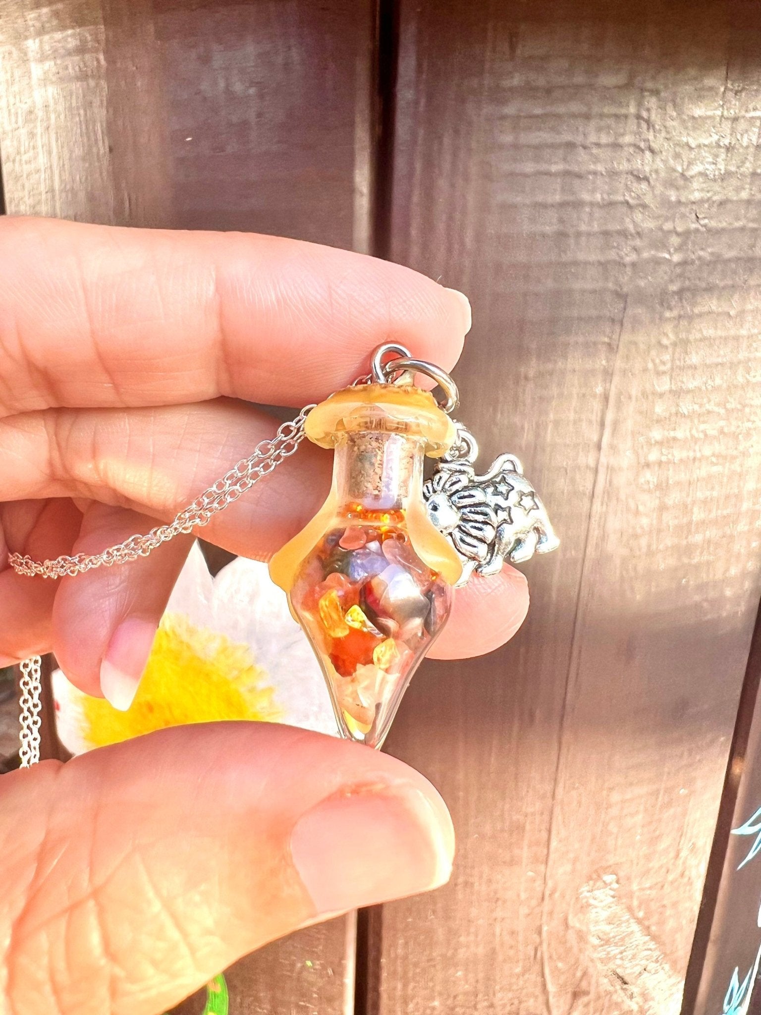 Zodiac Crystals Necklace Spell Jar Bottle - 12 Astrology Horoscope Signs Jewelry Charms Sterling Silver Chain - MysticBluuMoonTarot
