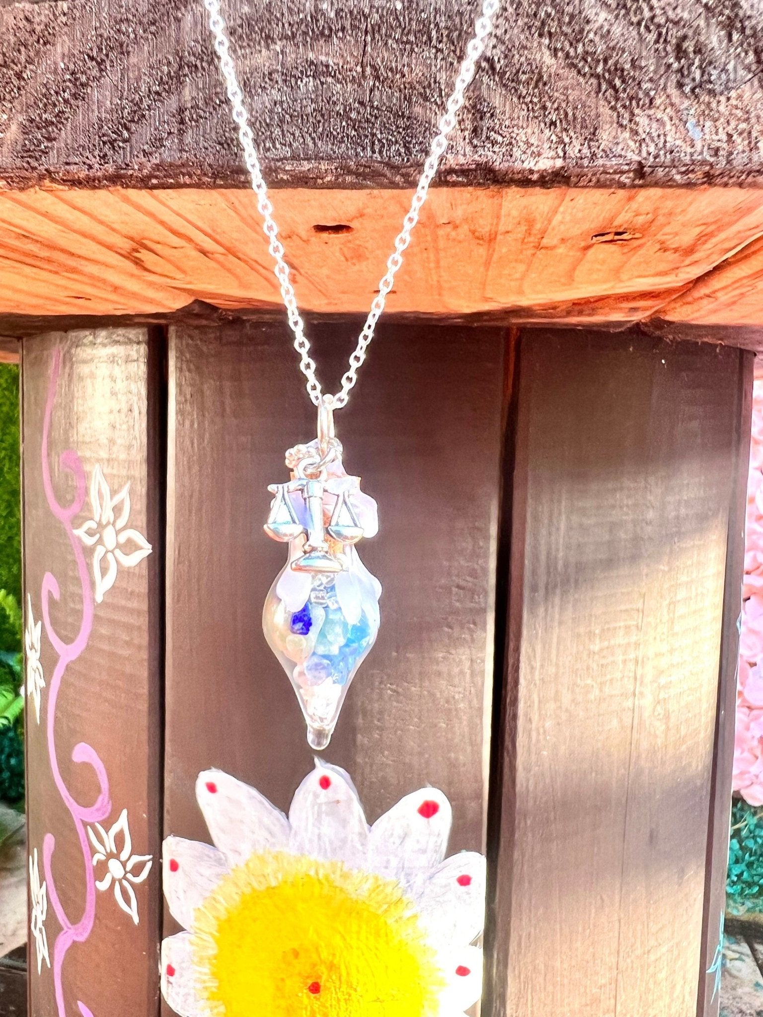 Zodiac Crystals Necklace Spell Jar Bottle - 12 Astrology Horoscope Signs Jewelry Charms Sterling Silver Chain - MysticBluuMoonTarot