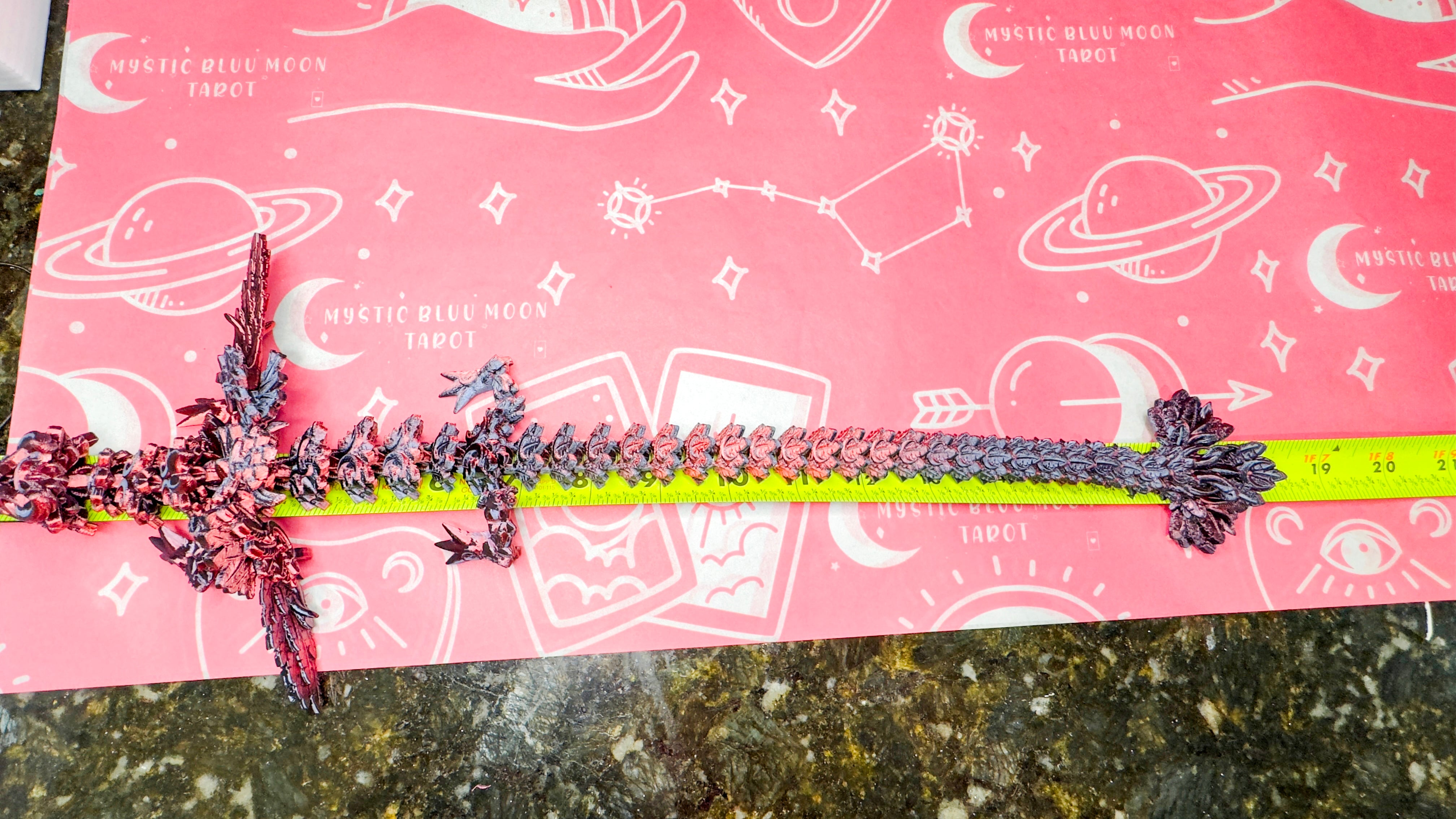 18in Lunar 3D Dragon Fidget Toy, Colored Articulated Flexible Dragon Toy, Handmade Crystal Dragon, Gift For boyfriend, kids, Bookshelf Decor