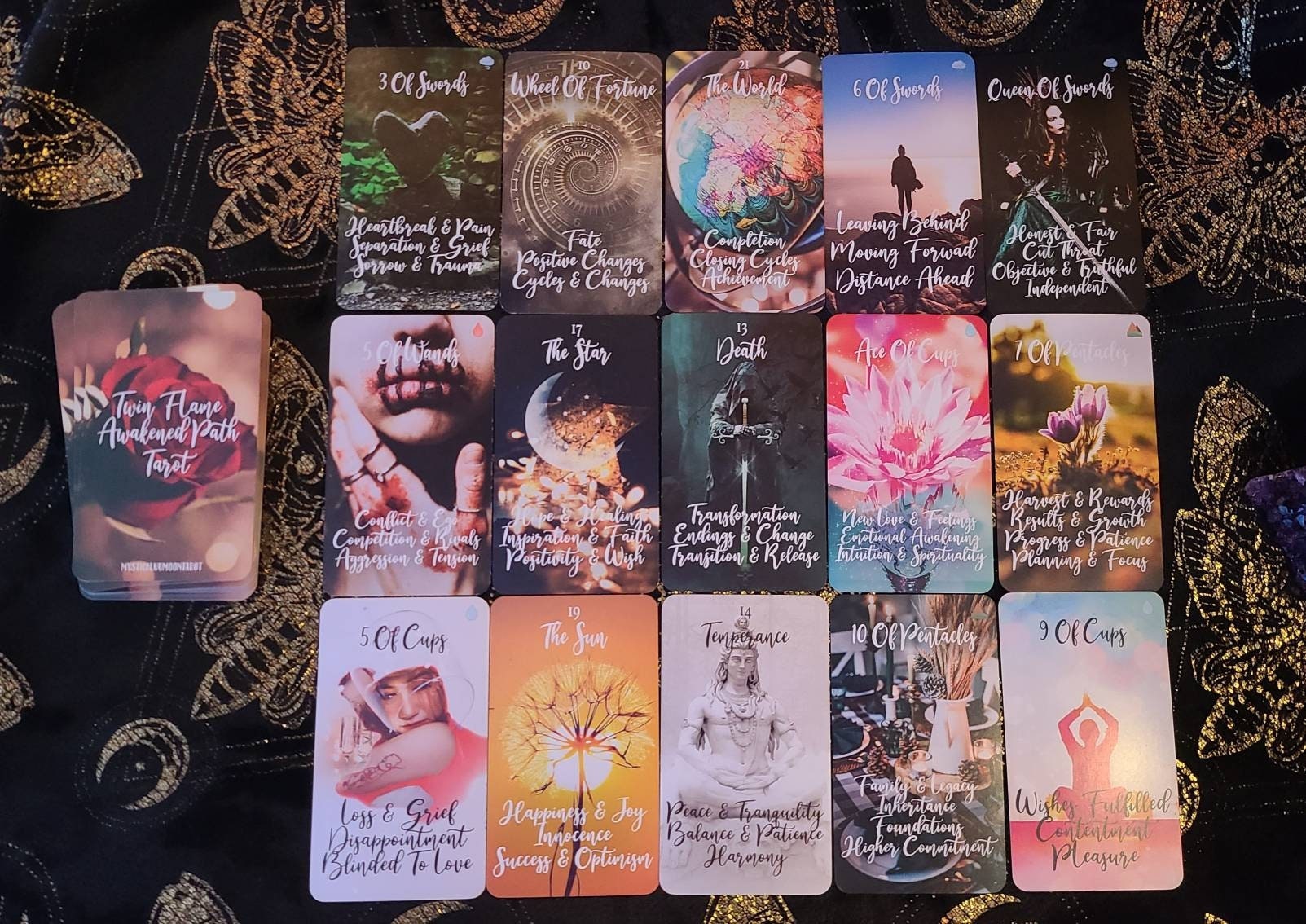 Twin Flame Tarot Card Deck Keyword Cards With Meaning Oracle Card Deck Picture Tarot Reading Cards