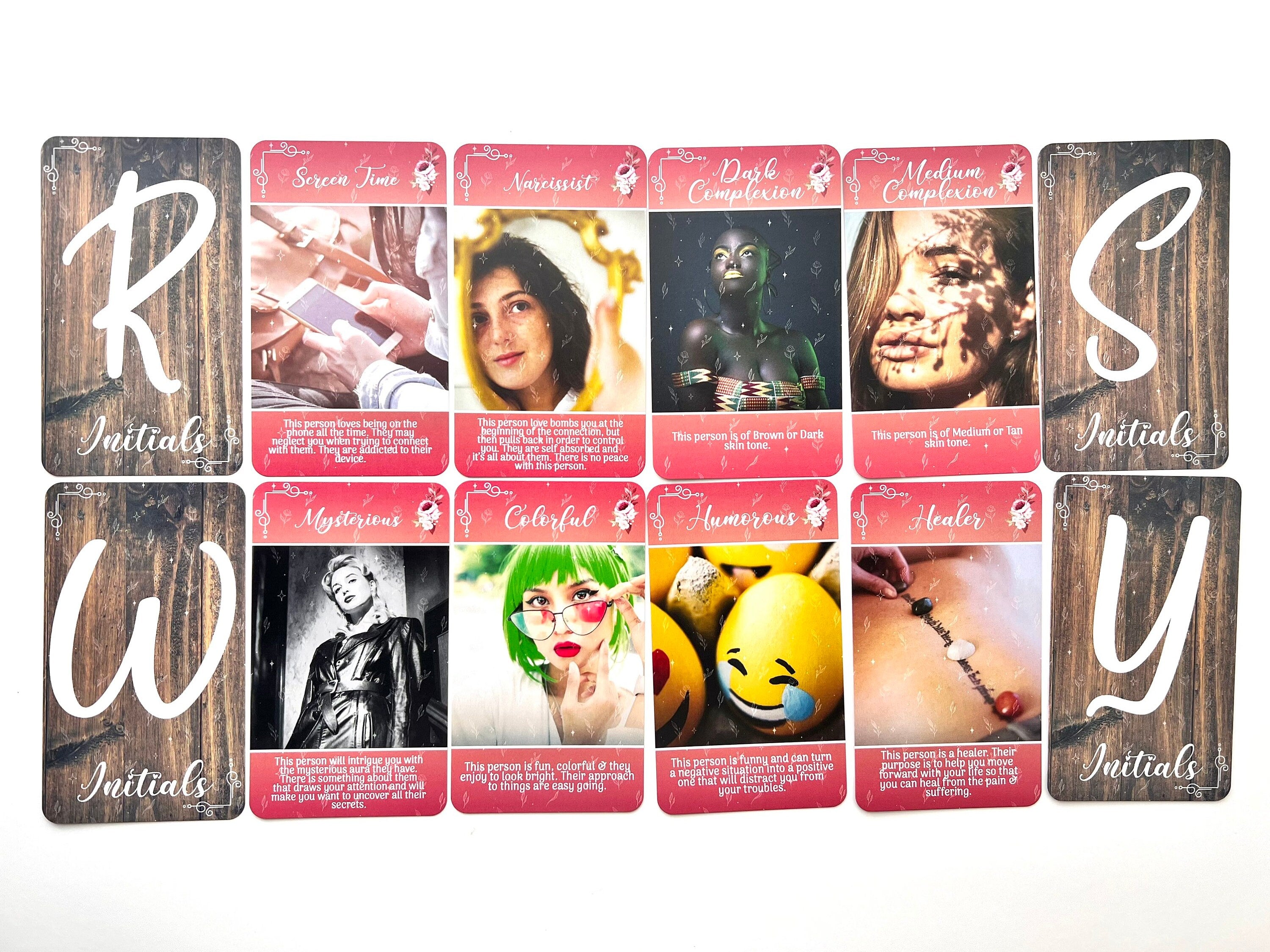 Mystic Initials & Traits Oracle Deck - Characteristics Personality Tarot Deck Twin Flame Deck Love Cards Messages Deck