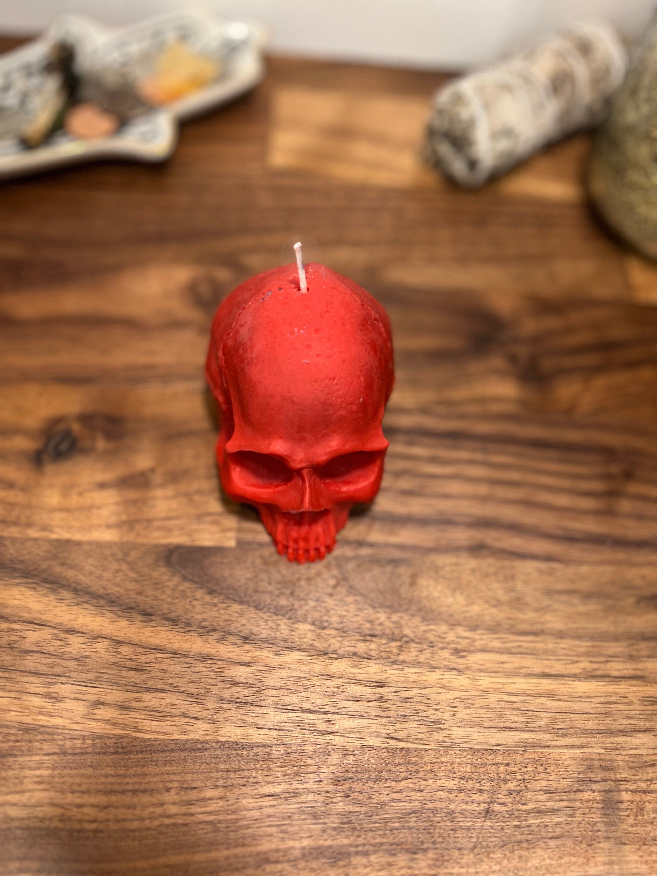 Red Skull Ritual Candle, Spell Intention Candle Witchcraft Figure Shape Black Magic Spell Head Work Pegan Wicca Hoodoo Voodoo Santeria