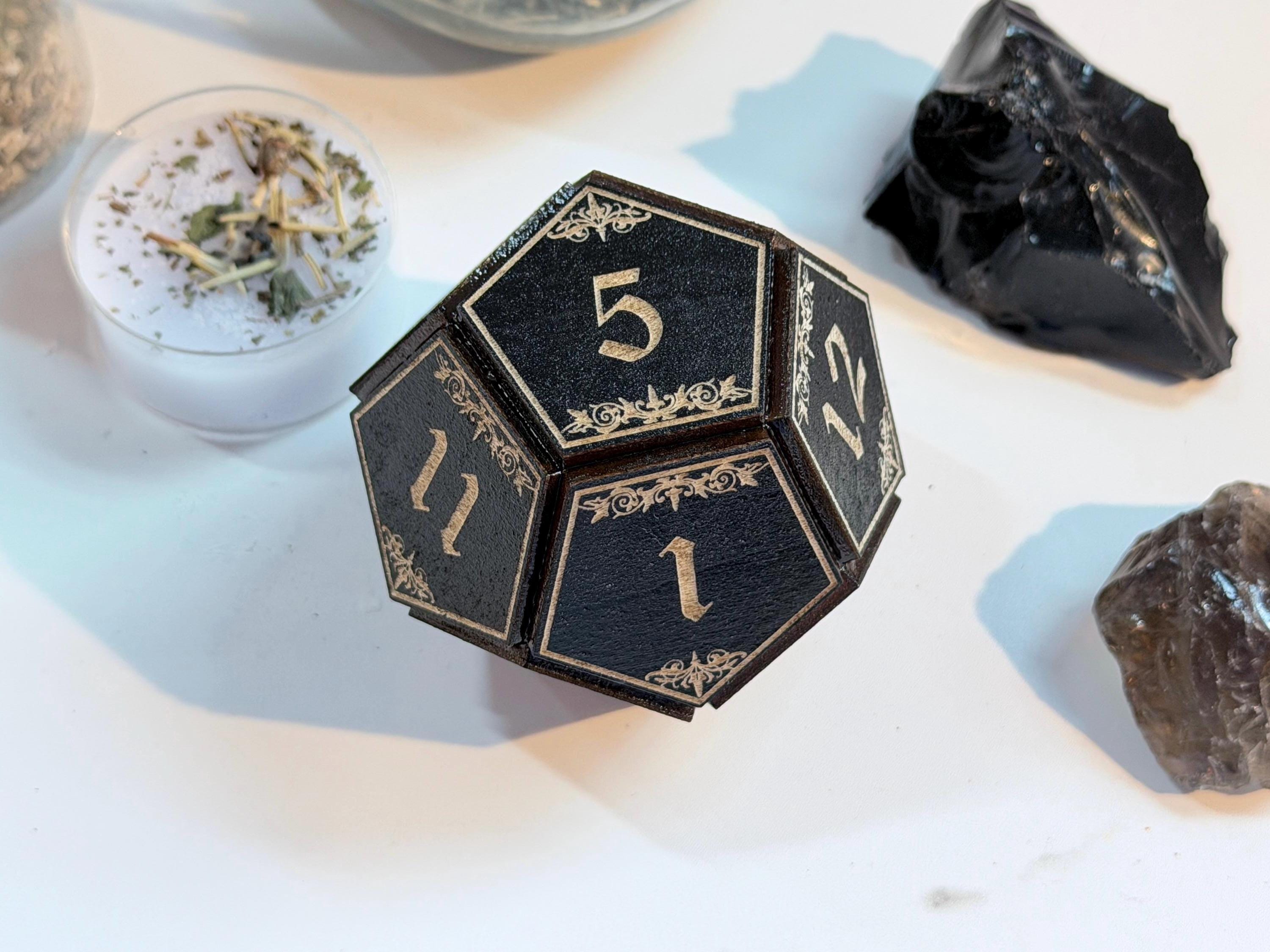 Black Divination Dice Set: Fortune-Telling Spiritual Tool, Witchy Gift