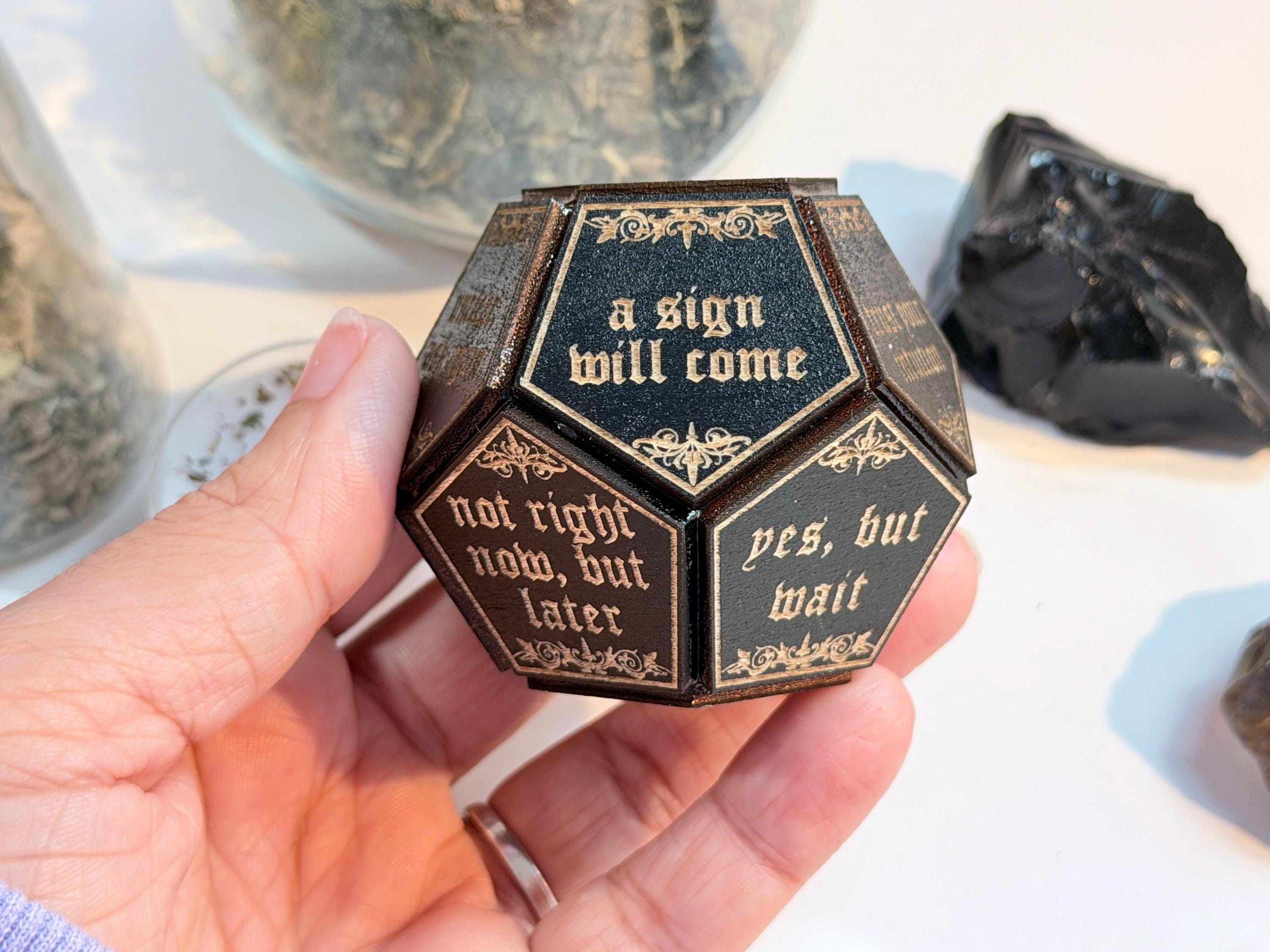 Black Divination Dice Set: Fortune-Telling Spiritual Tool, Witchy Gift
