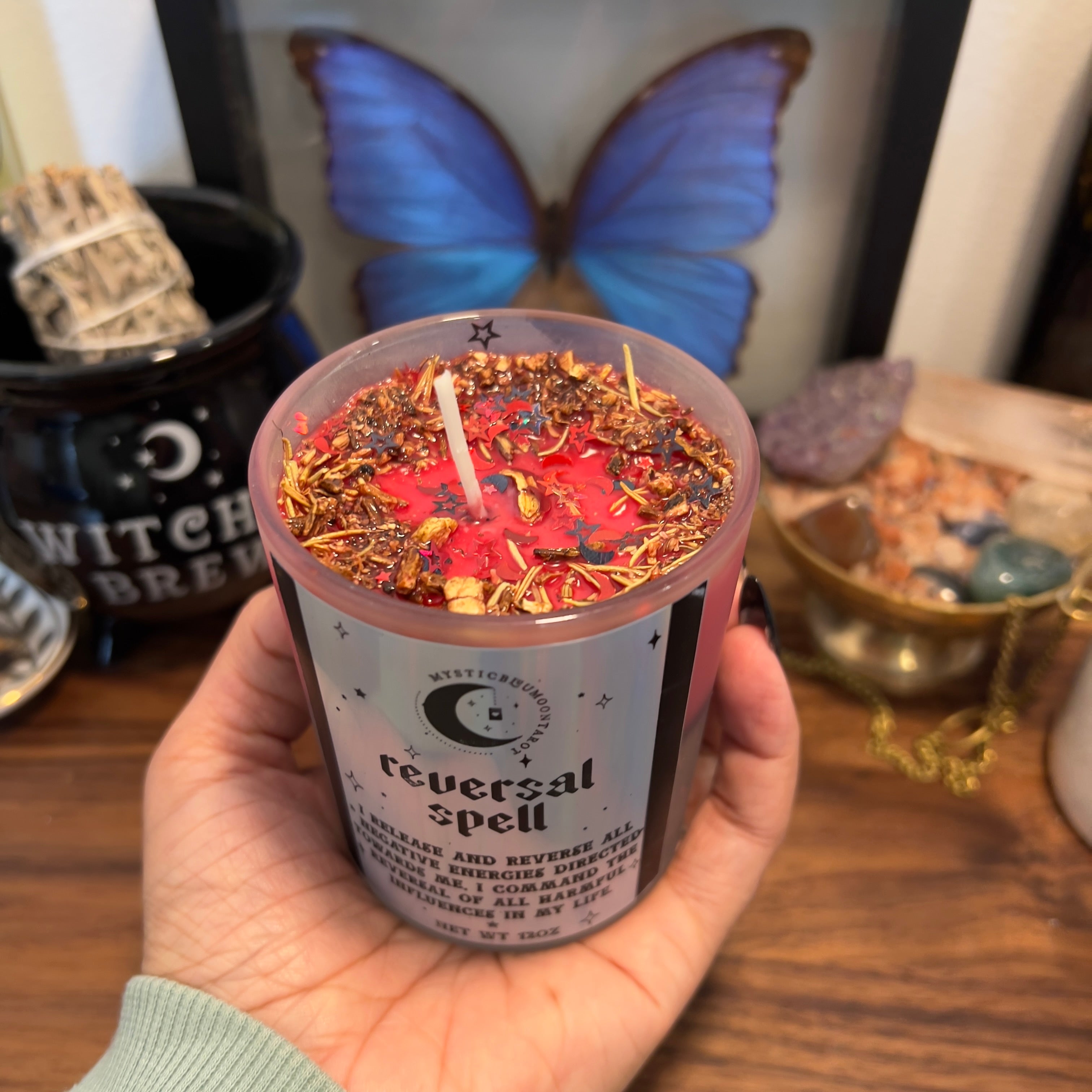Reversal Fixed Candle - Return to Sender Ward Off Negativity Spiritual Candles  - Witchcraft Oil, Spell Candle, Witch Tools, Crystal Infused