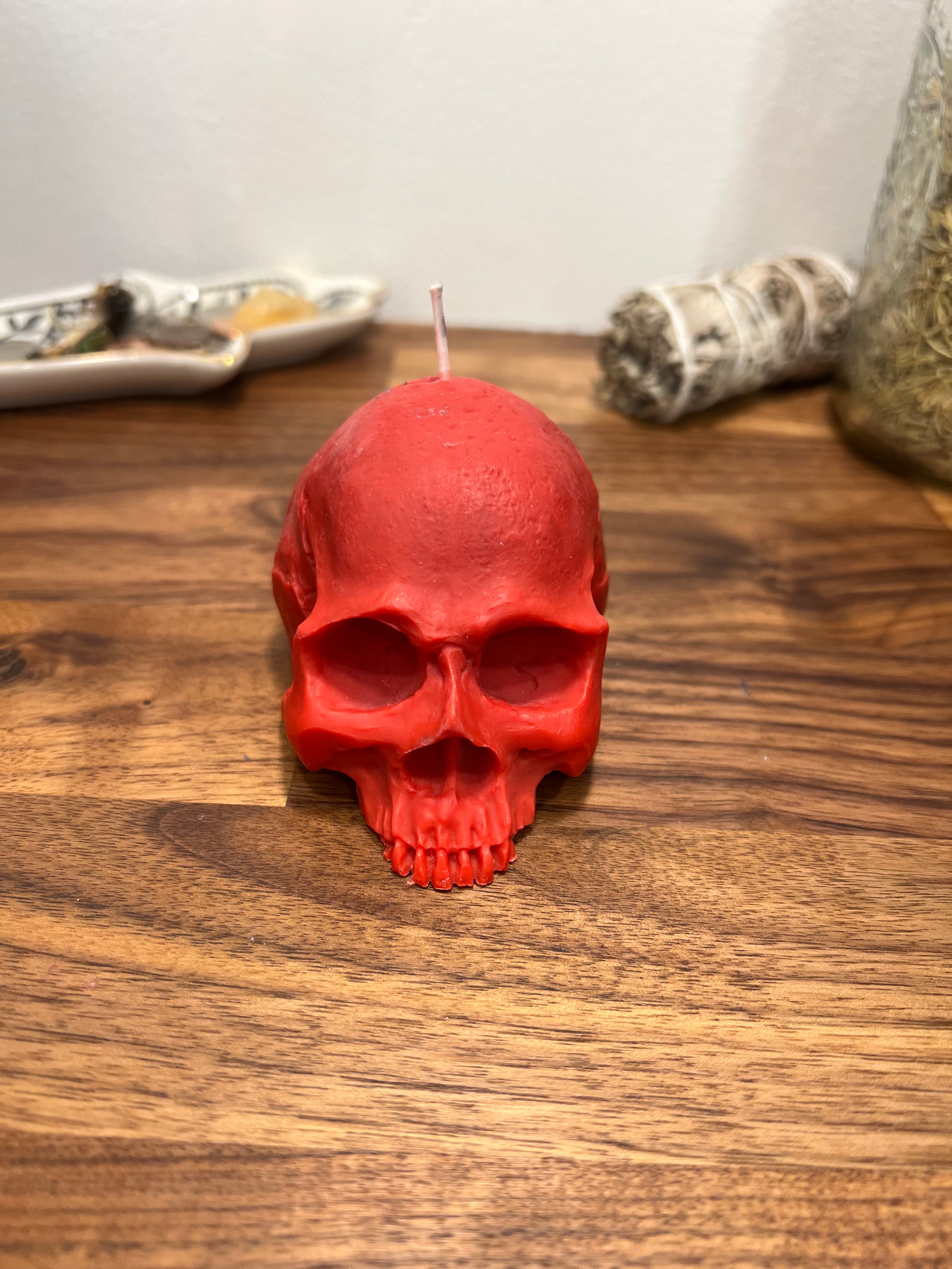 Vela en forma de calavera roja | Vela de hechizo ritual