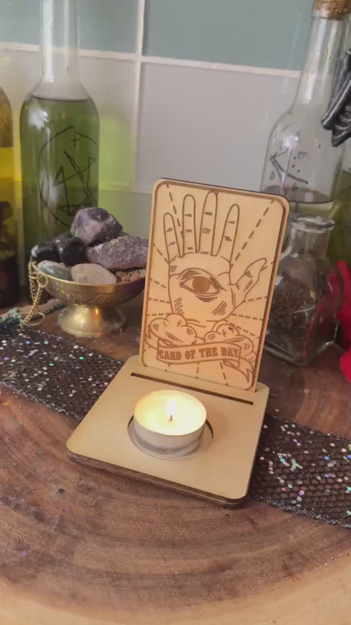 Tarot Card Stand, Wood Tarot Holder, Tarot Card Of The Day Holder, Talisman Protection For Divination Readings, Witchy Gift
