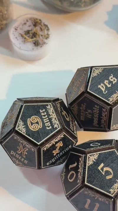 Black Divination Dice Set: Fortune-Telling Spiritual Tool, Witchy Gift