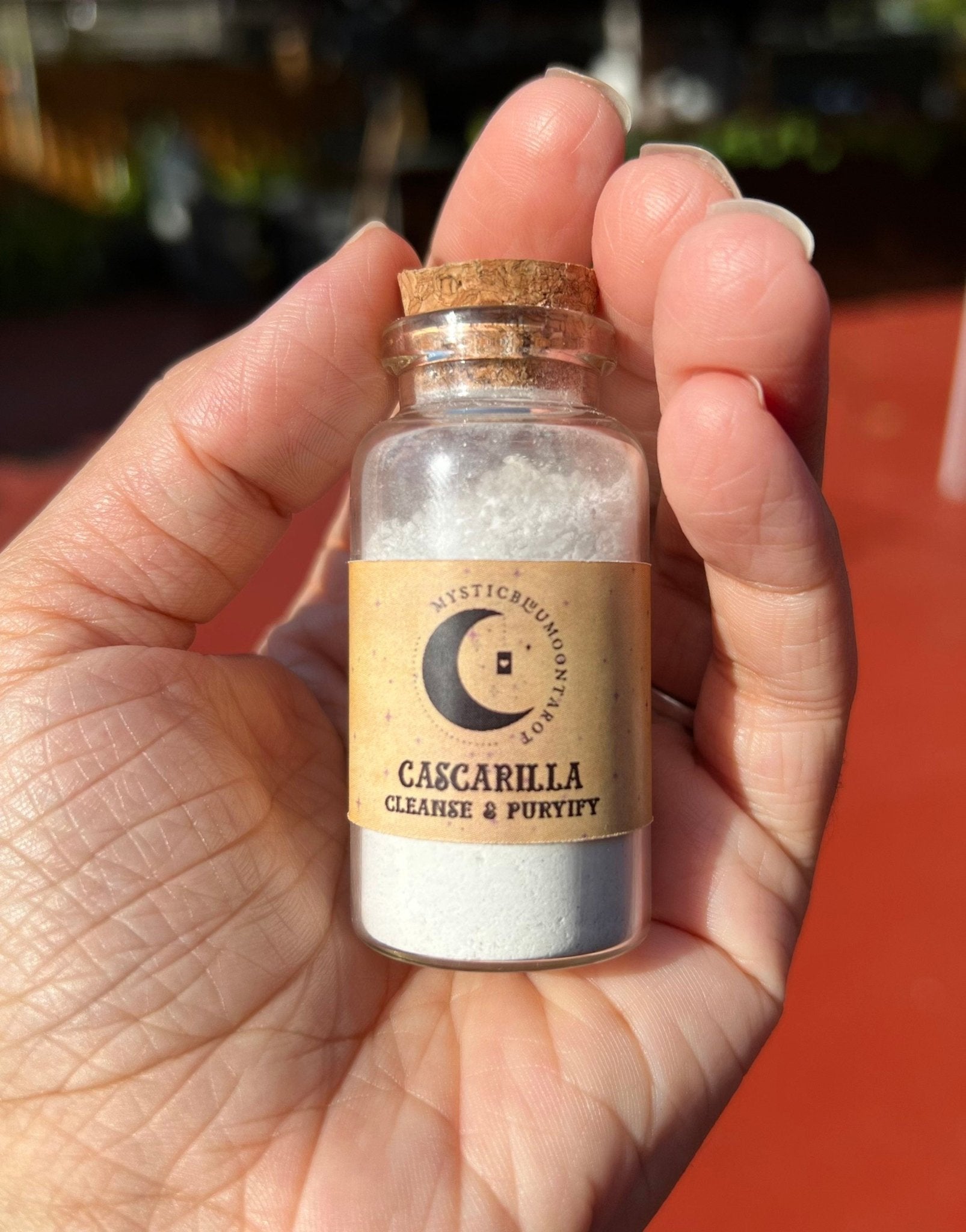 Authentic Cascarilla Powder Corked Vial |Powerful Efun Eggshell Handmade | Santeria Hoodoo | Cleansing Powder Purging Negative Energy - MysticBluuMoonTarot