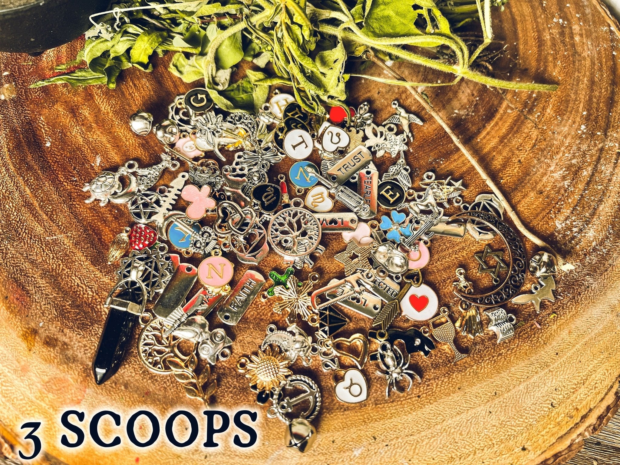 Confetti Scoop Charms | Tin Lucky Dip Mystery Divination Charm Casting Witch Kit Readings Silver Gold Enamel | Zodiac - MysticBluuMoonTarot