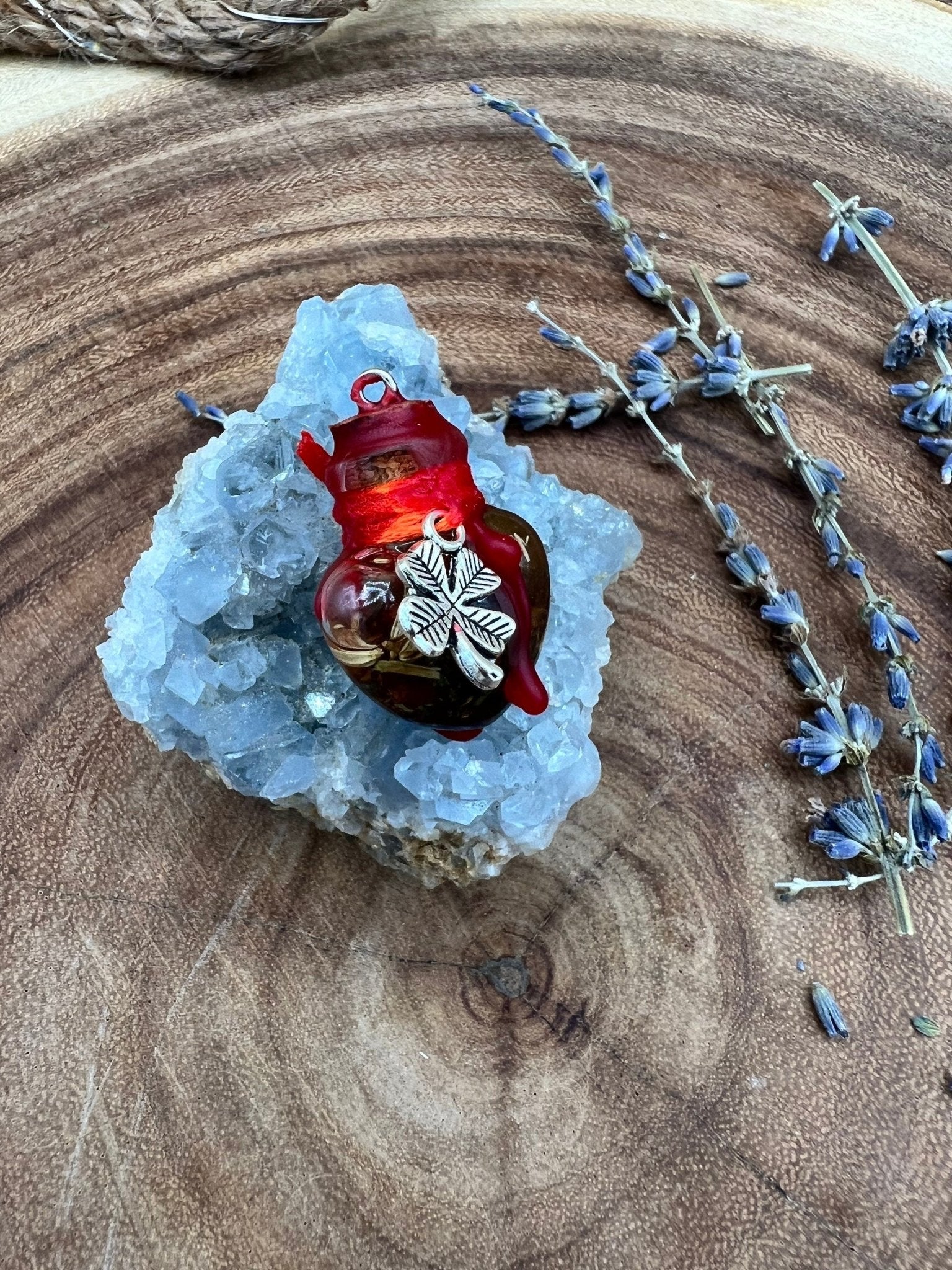 Good Luck Spell Jar Necklace - Intention Spell Attract Luck - Money Drawing Oil - Positive Energy - MysticBluuMoonTarot