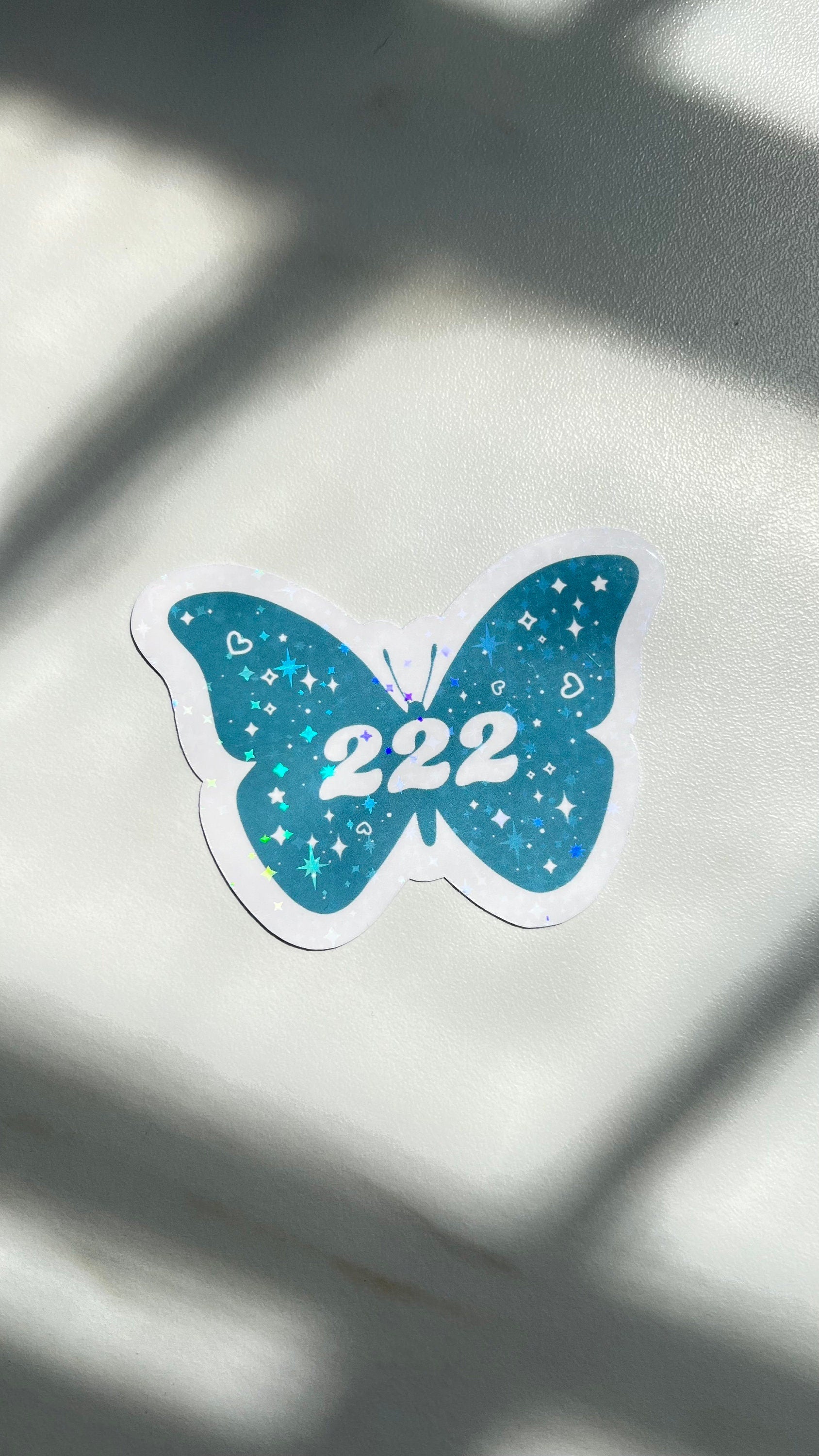 Angel Numbers Holographic Stickers Butterfly, Vinyl, Witchy Tarot Meaning, kindle stickers, laptop, die cut one piece sticker