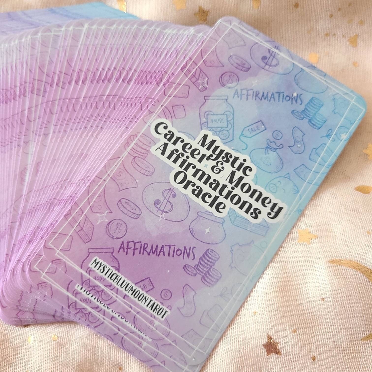 Money Affirmations Oracle Deck Tarot Career Finances Cards Kawaii - MysticBluuMoonTarot