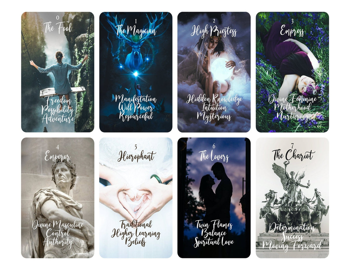 Twin Flame Printable Tarot Deck - Major Arcana Only Digital Tarot 22 C
